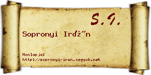Sopronyi Irén névjegykártya